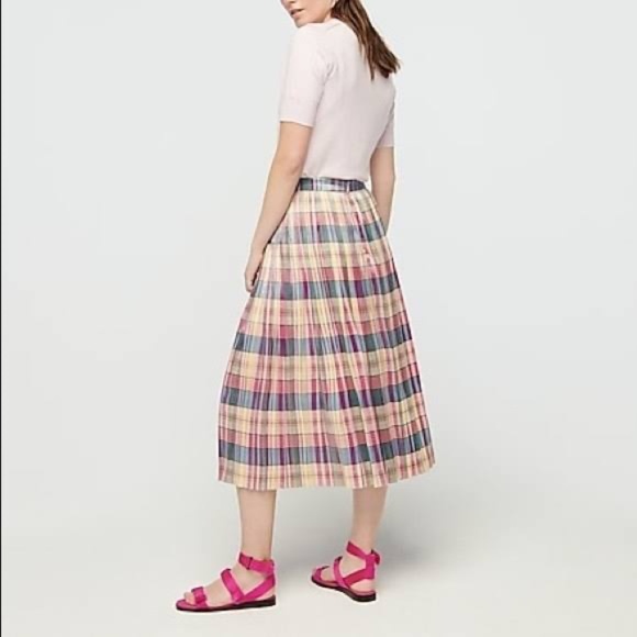 J.Crew Pleated Midi Skirt in Shimmering Plaid - Picture 3 of 7